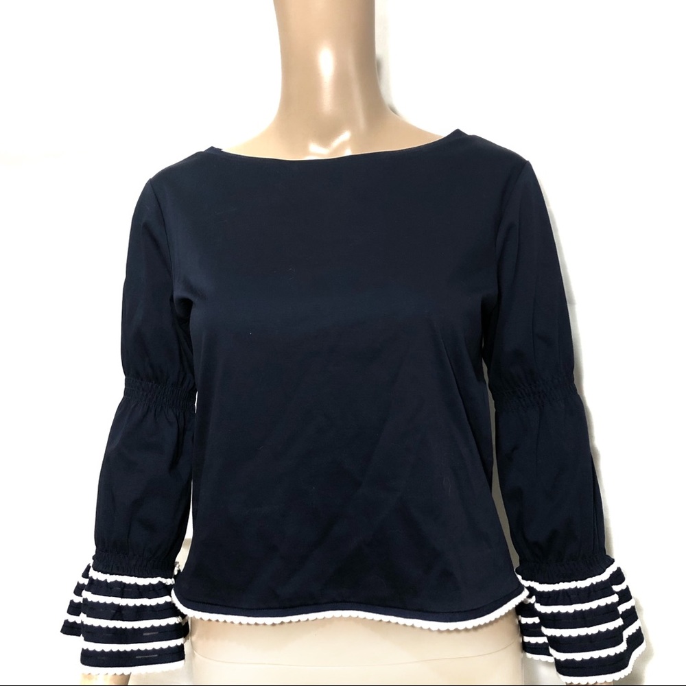 Club Monaco Navy Blue with White Trim Blouse